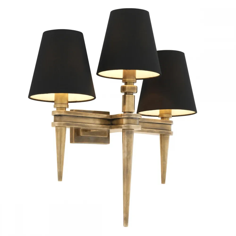 Aplica de perete din Metal Alama si Stofa Negru H50xL46cm Waterloo Triple Eichholtz