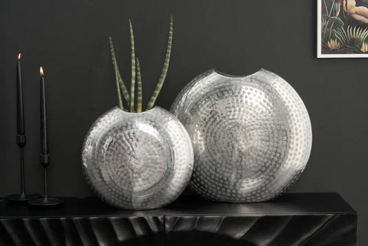 Set 2 vaze decorative din Metal Argintiu H30/40xL32/44cm Oriental