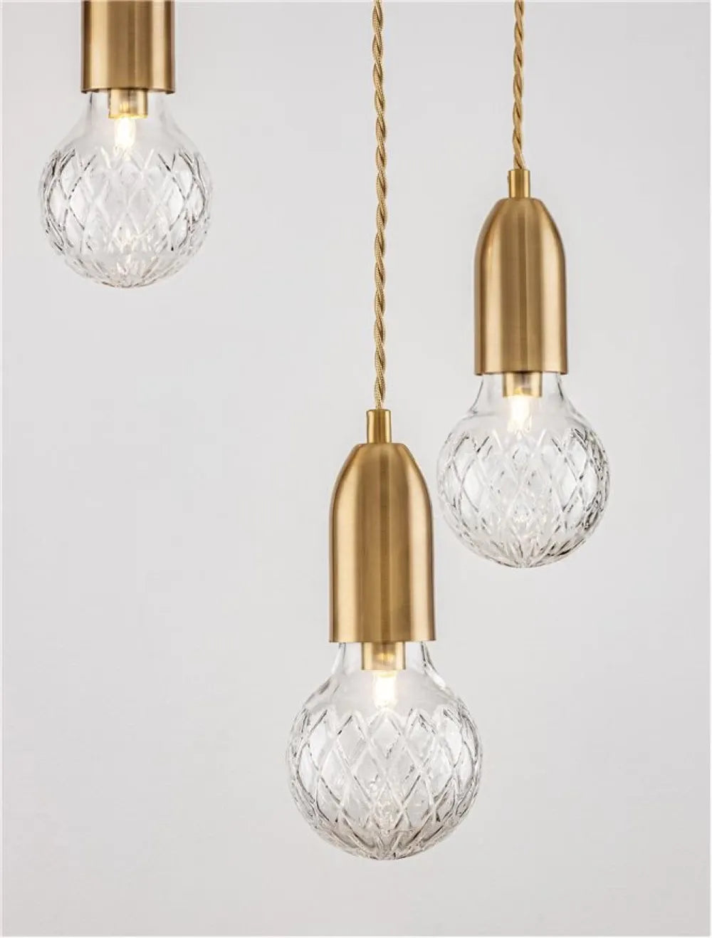 Lustra structura din Metal Alama si abajur din Sticla Transparent H150xL30cm IP20 VEDA