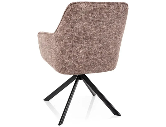 Scaun rotativ din Stofa Bej inchis si Metal Negru H83xL55xA62cm Notti