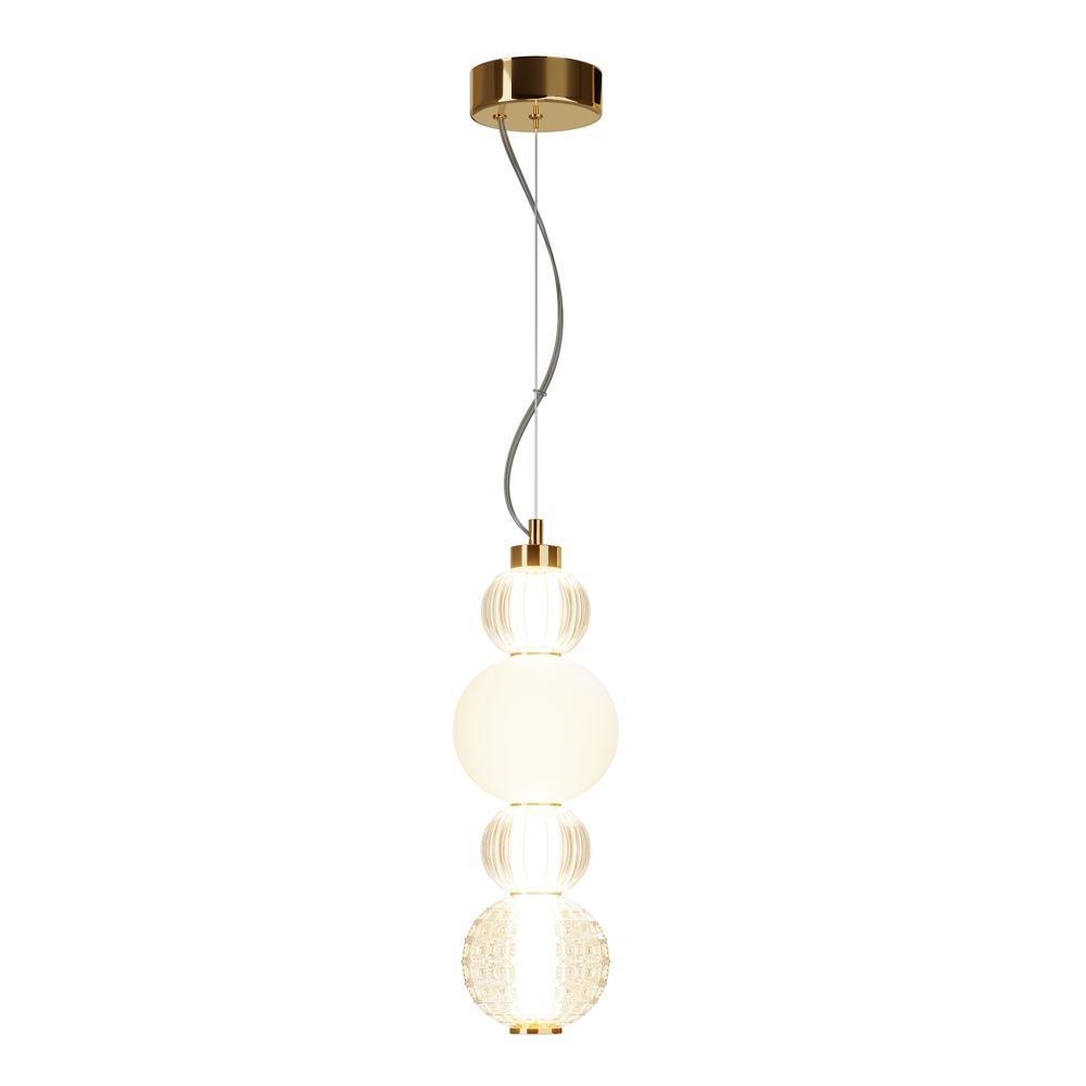 Pendul din Metal si Sticla Auriu/Transparent D15xH199cm Collar