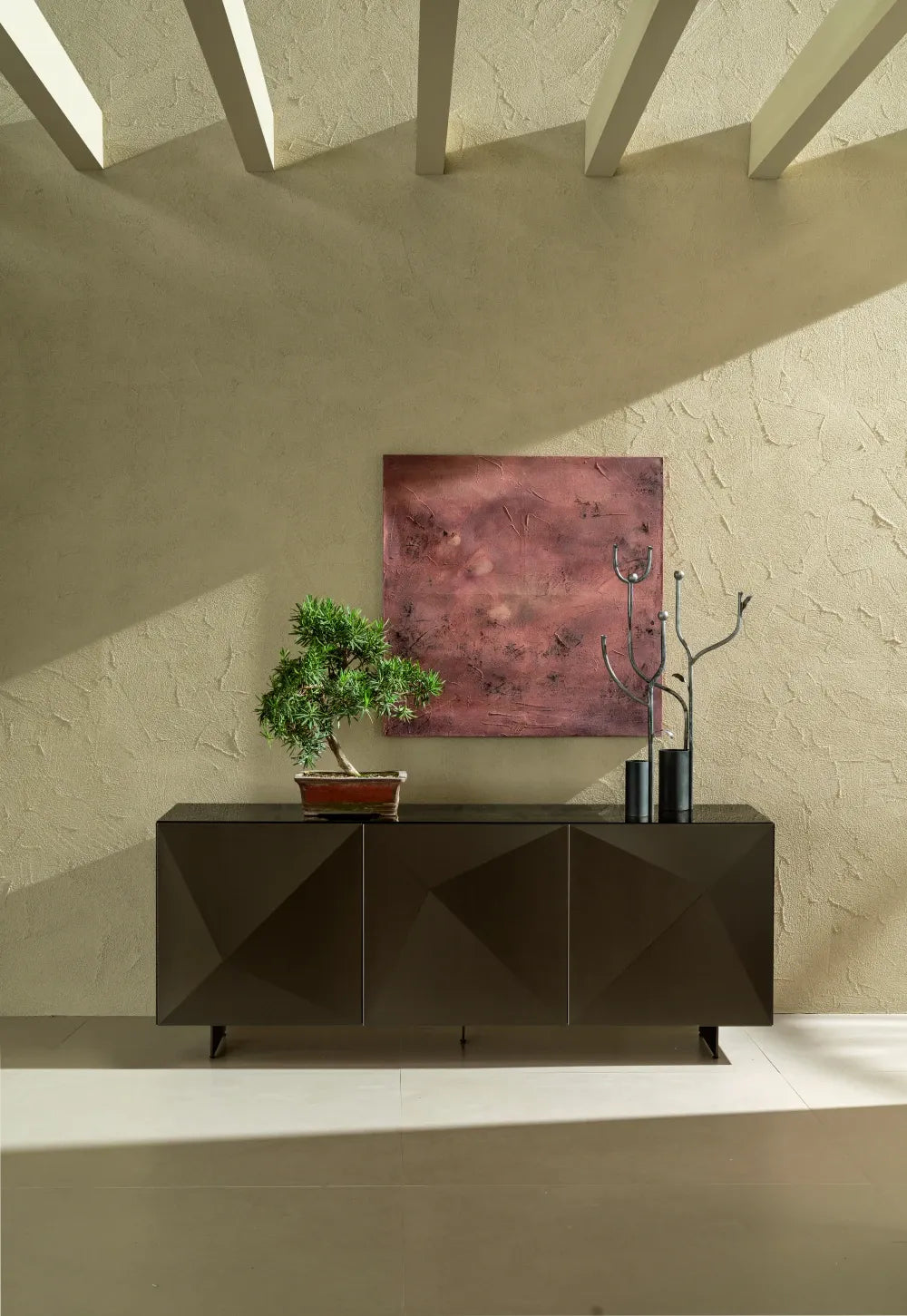 Comoda premium Cubric cu 3 usi si blat ceramic 198x52x66 cm