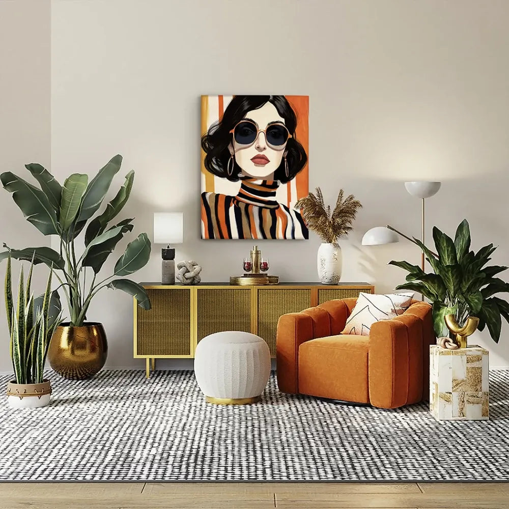 Tablou Portret pe Panza Multicolor L90xH120cm Orange