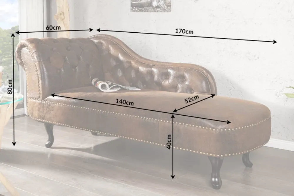 Sezlong tapitat cu Microfibra Maro L175cm Chesterfield