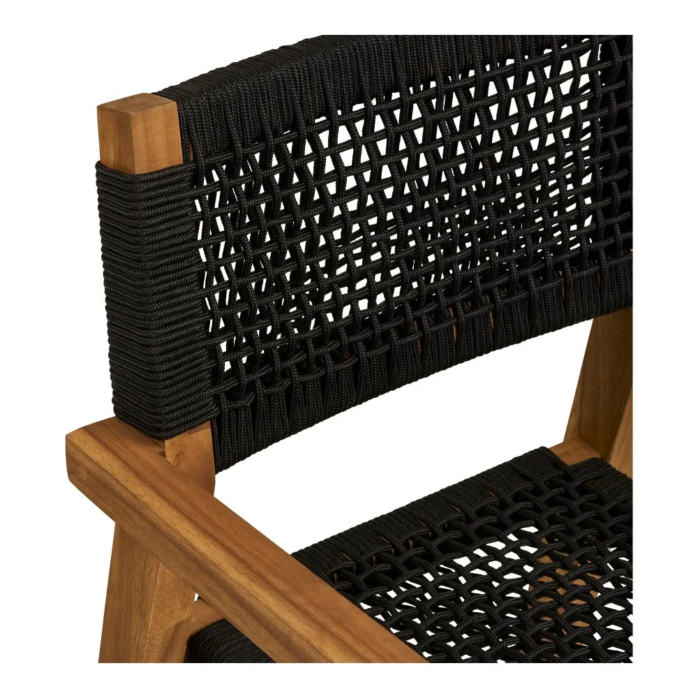 Set 2 scaune de exterior din Funie Negru si Lemn de salcam Maro L57xH83cm Anzio