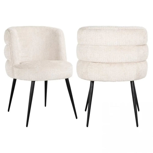 Scaun tapitat cu Chenille ignifug Bej cu picioare din Metal Negru H83xL63xA63cm Stella Richmond Interiors