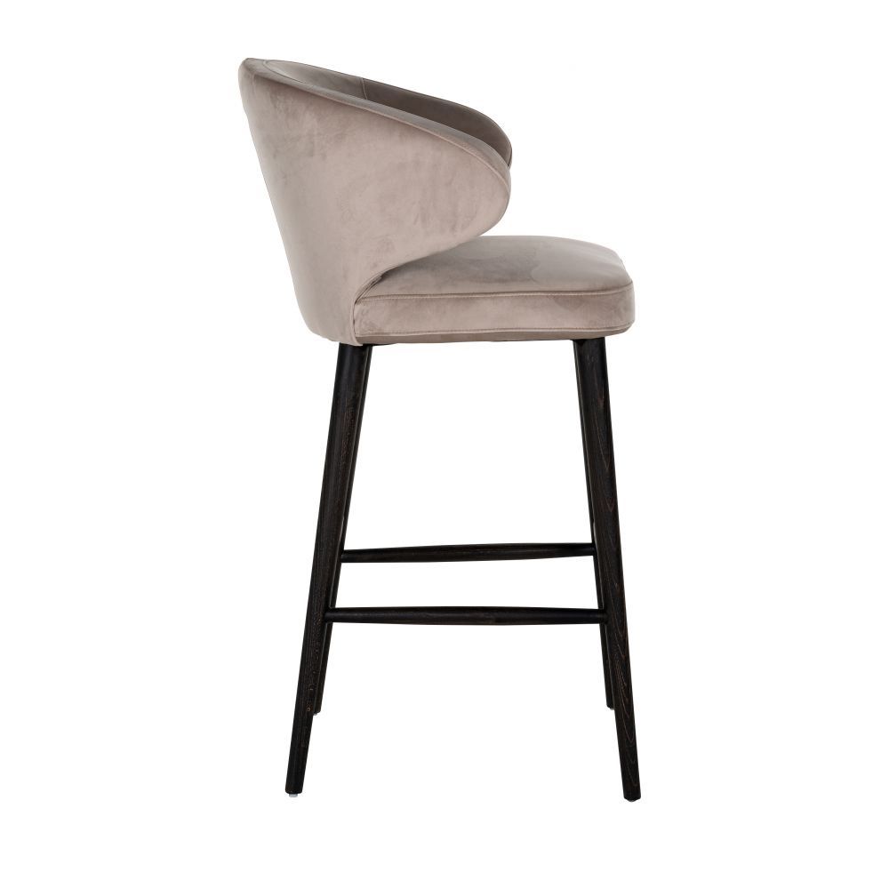 Scaun de bar tapitat cu Catifea Bej si picioare negre inaltime sezut 75cm Indigo Richmond Interiors