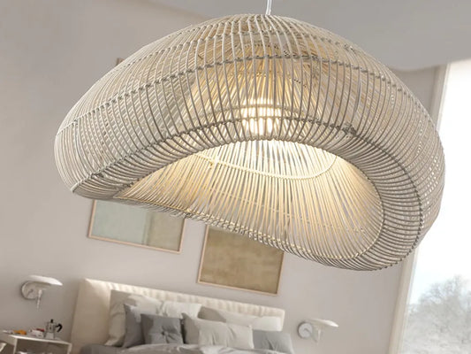 Pendul din Metal Alb si Ratan Alb H240xL54cm Sabah
