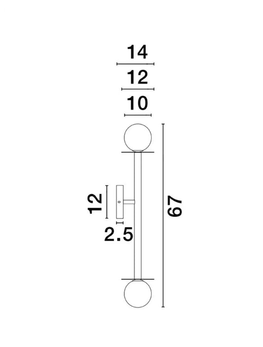 Aplica de perete structura din Metal Negru si abajur din Sticla Alb H67xL12cm IP20 PIELO