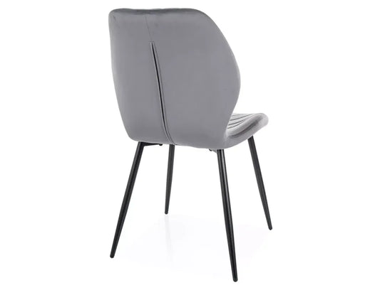 Set 2 scaune din Catifea Gri si Metal Negru Hx86Lx48xA56cm Mike