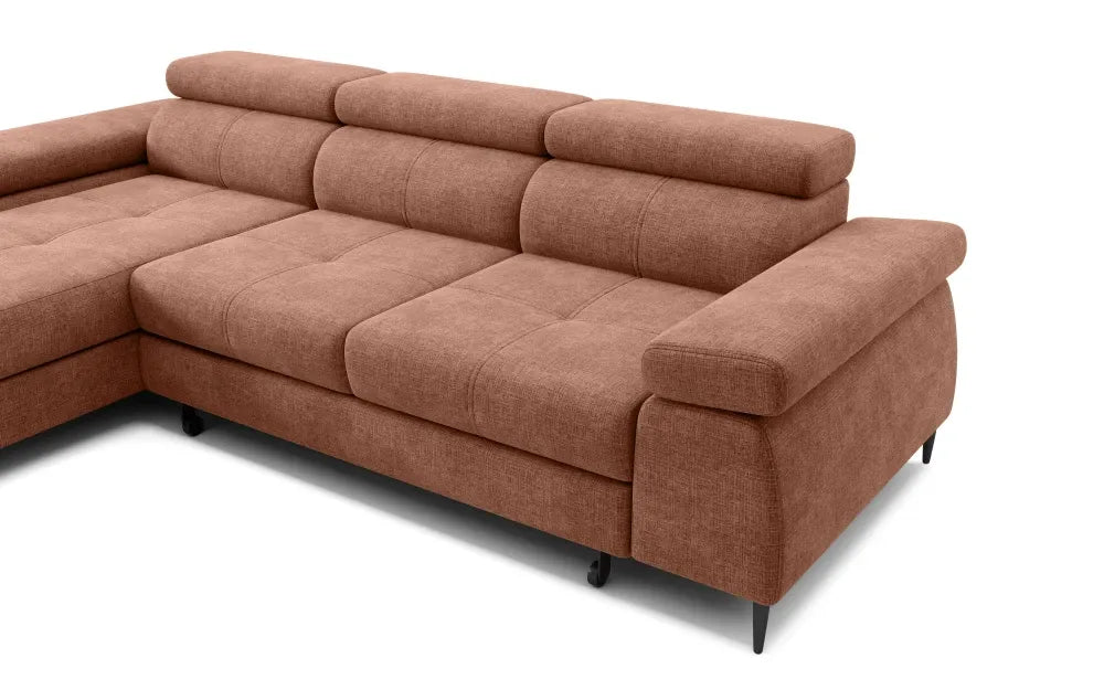 Coltar extensibil tapitat cu Chenille Portocaliu cu lada depozitare Cordoba I