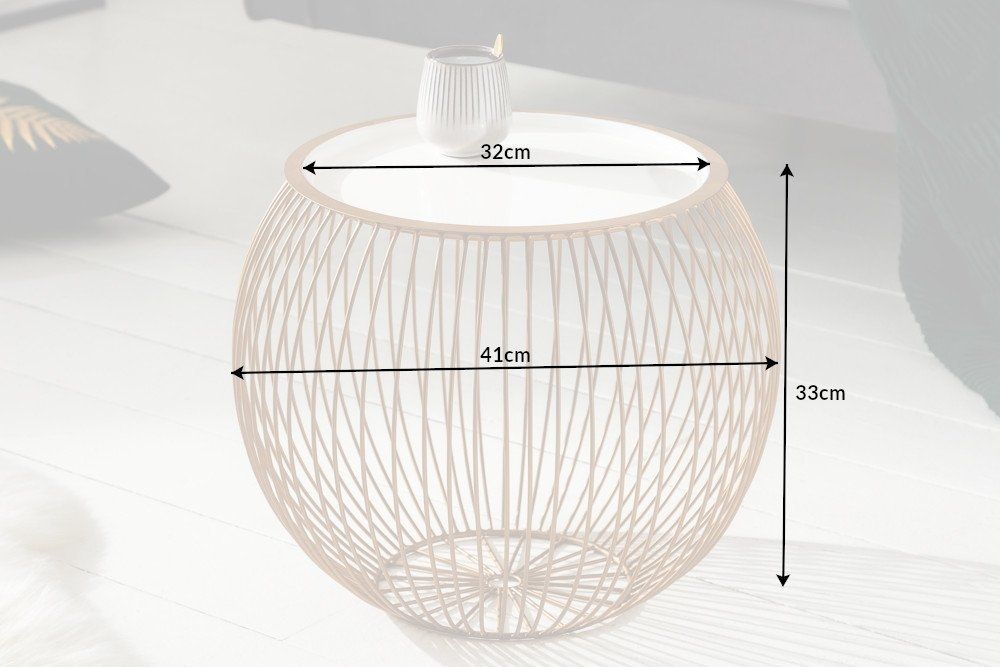 Masuta de cafea rotunda din Metal Auriu D41xH33cm Basket
