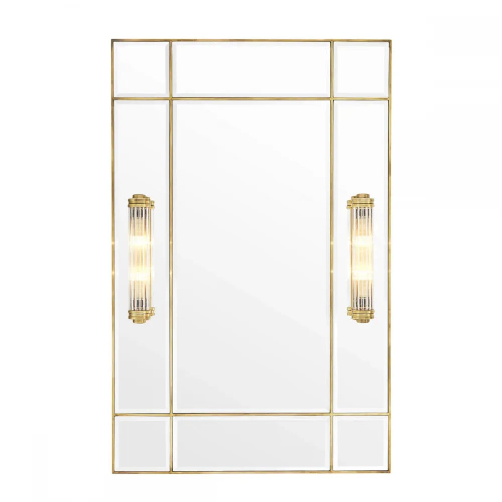 Oglinda cu iluminare din Metal/MDF Alama L90xH140cm Beaumont Eichholtz