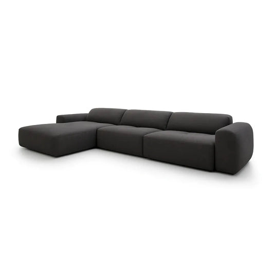 Coltar Loran fix in forma de L din catifea Vogue gri L364×180×H65 cm