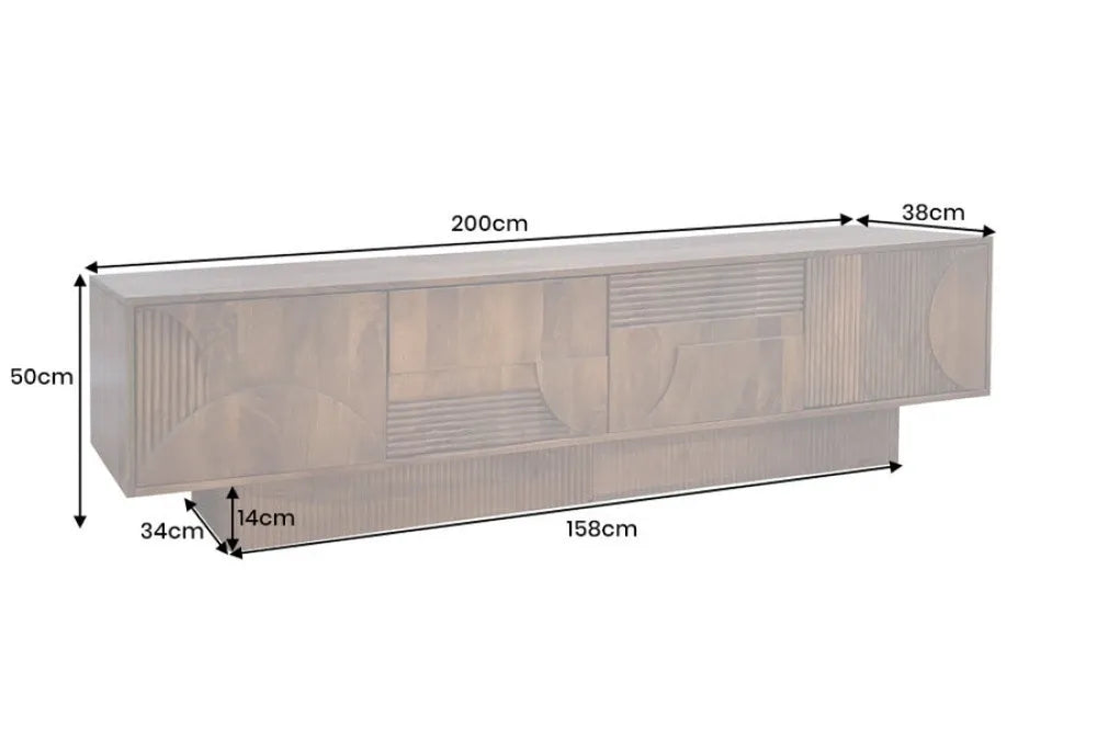 Comoda TV din Lemn de mango Maro L200xH50cm ART DECO