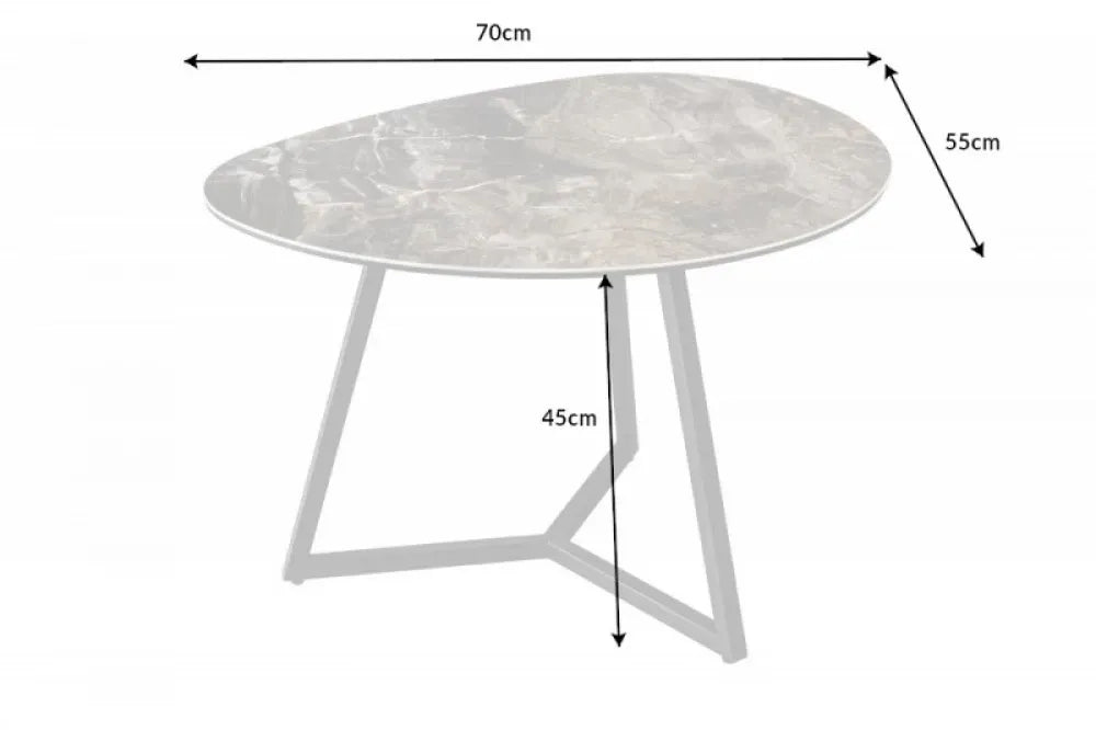 Masuta de cafea Asimetrica din Ceramica Maro taupe si Metal Negru L70xH45cm Marvelous