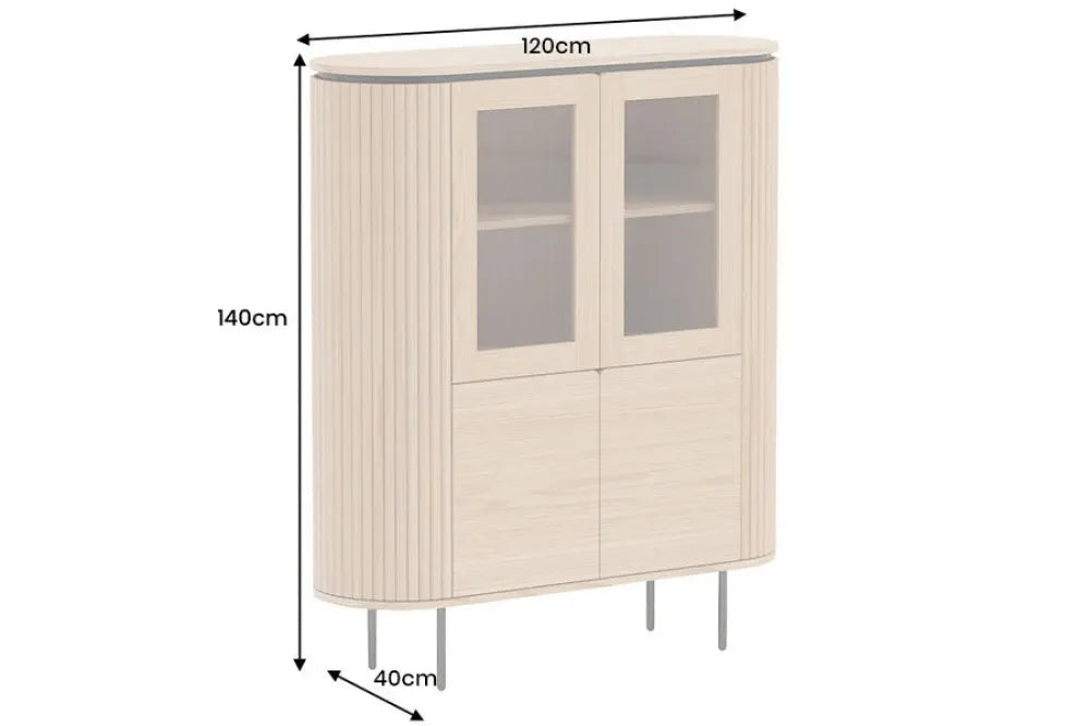 Dulap din MDF/Furnir de stejar Maro si Metal Negru L120xH140cm ATELIER