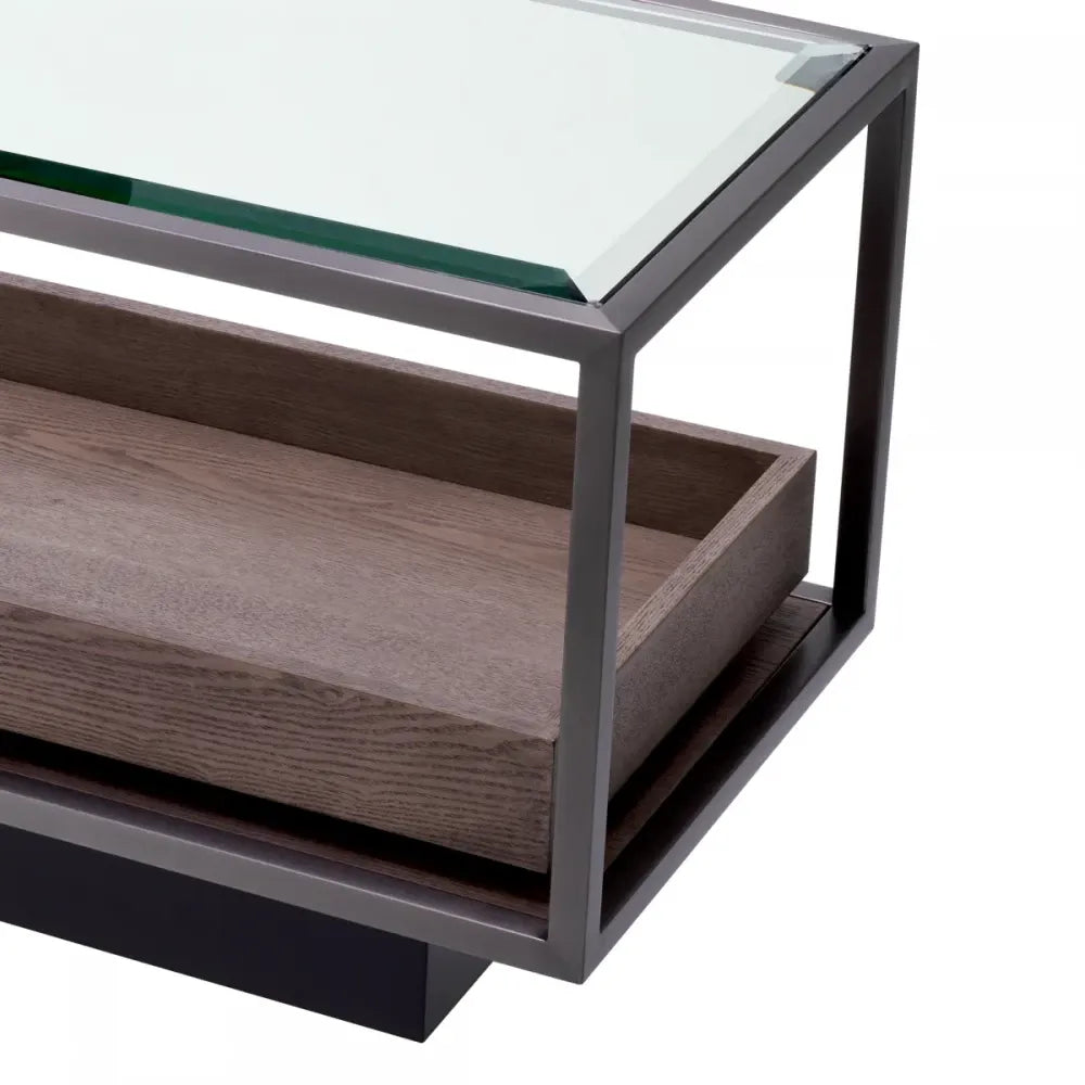 Masuta laterala Dreptunghiulara din Metal Bronz si Sticla Transparent L90xl42cm Roxton Eichholtz