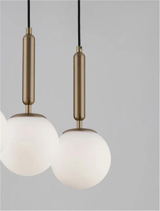 Lustra structura din Metal Negru/Auriu si abajur din Sticla Alb H155xL60cm IP20 MONET