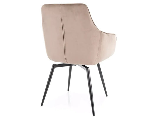 Set 2 scaune din Catifea Bej inchis si Metal Negru Hx88Lx55xA58cm Marlo