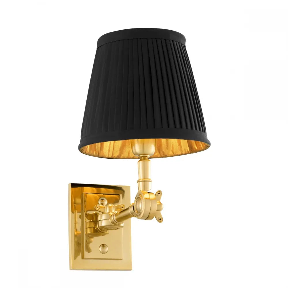 Aplica de perete din Metal Auriu si Stofa Negru H26xL15cm Wentworth Single Eichholtz