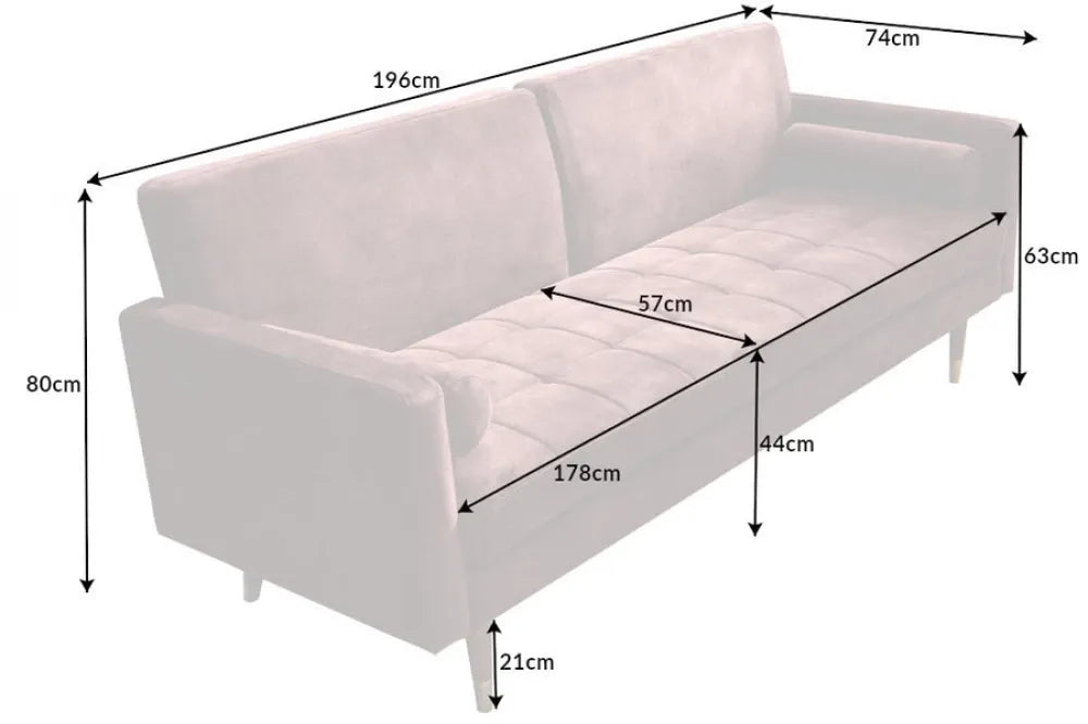 Canapea tapitat cu Catifea Roz L196cm Couture