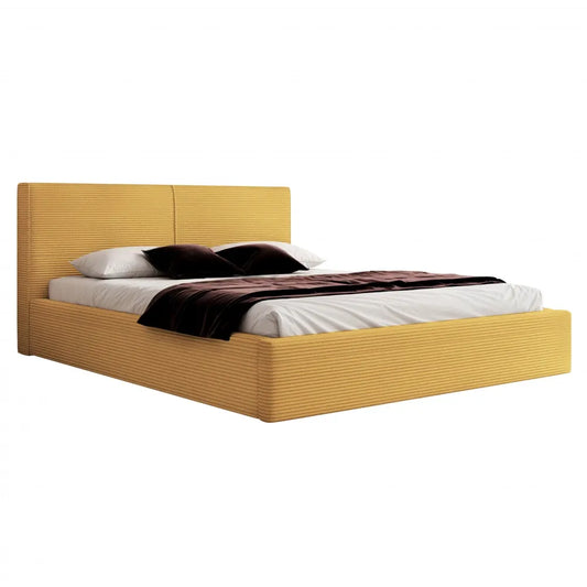 Pat 200 x 200 tapitat cu Corduroy Poso Galben Noma