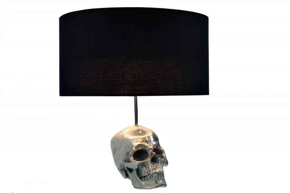 Veioza din Metal Argintiu si Textil Negru H44xD40cm Skull