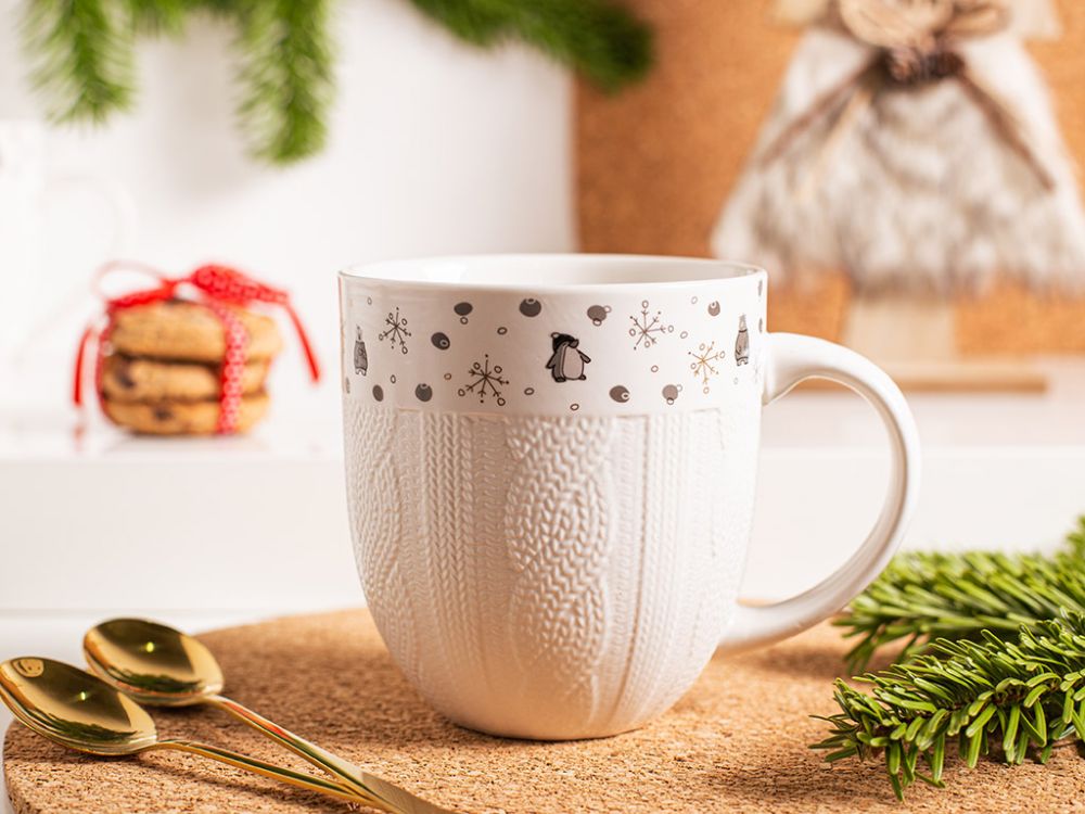 Cana din Portelan Alb Winter Feelings 500ml