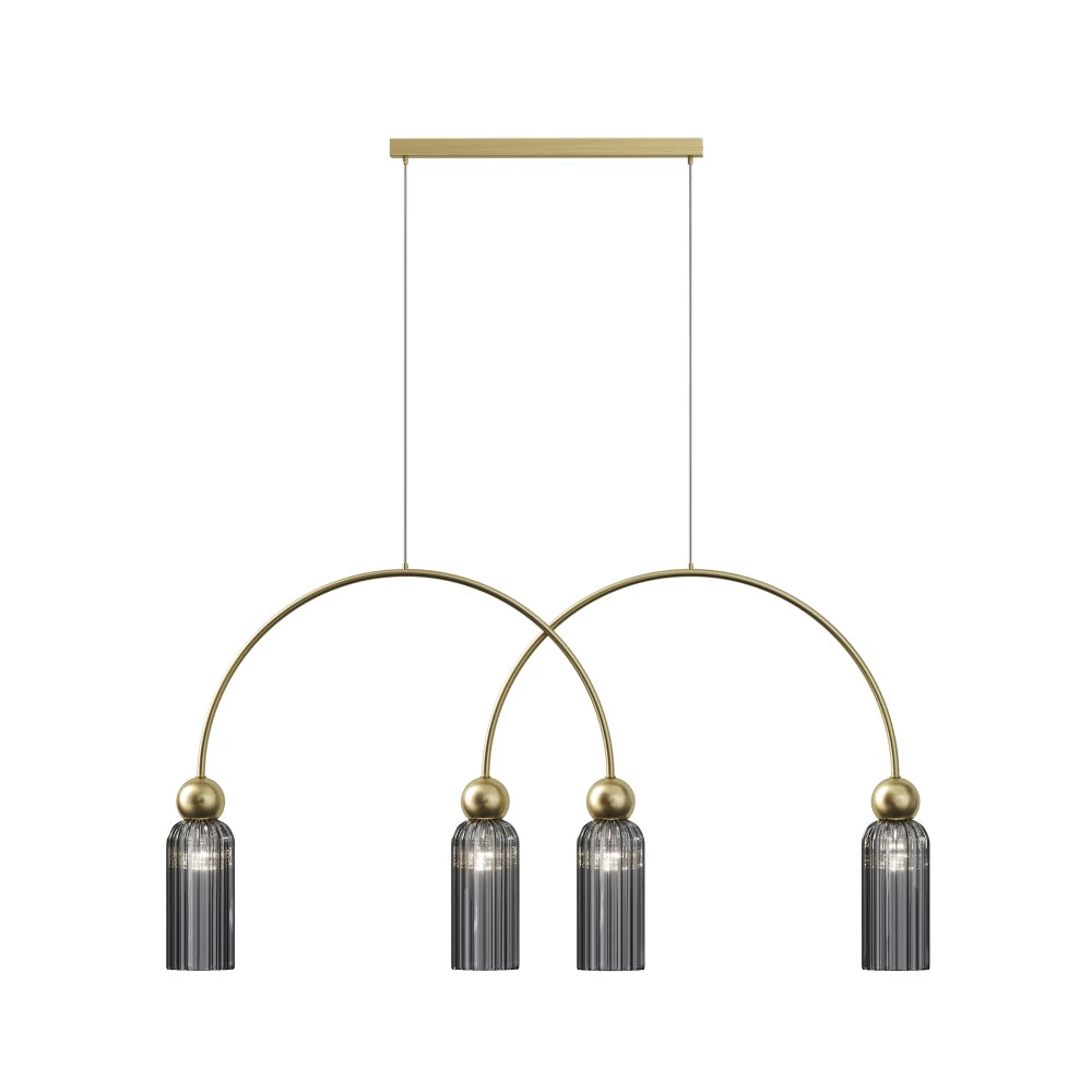 Lustra din Metal Auriu si Sticla Gri H60xL110cm Antic