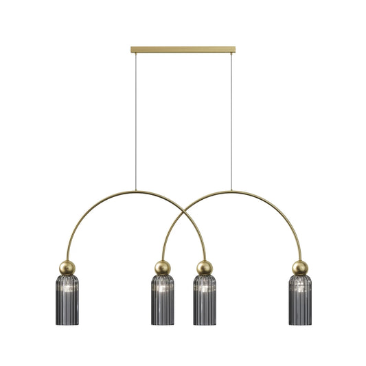 Lustra din Metal Auriu si Sticla Gri H60xL110cm Antic