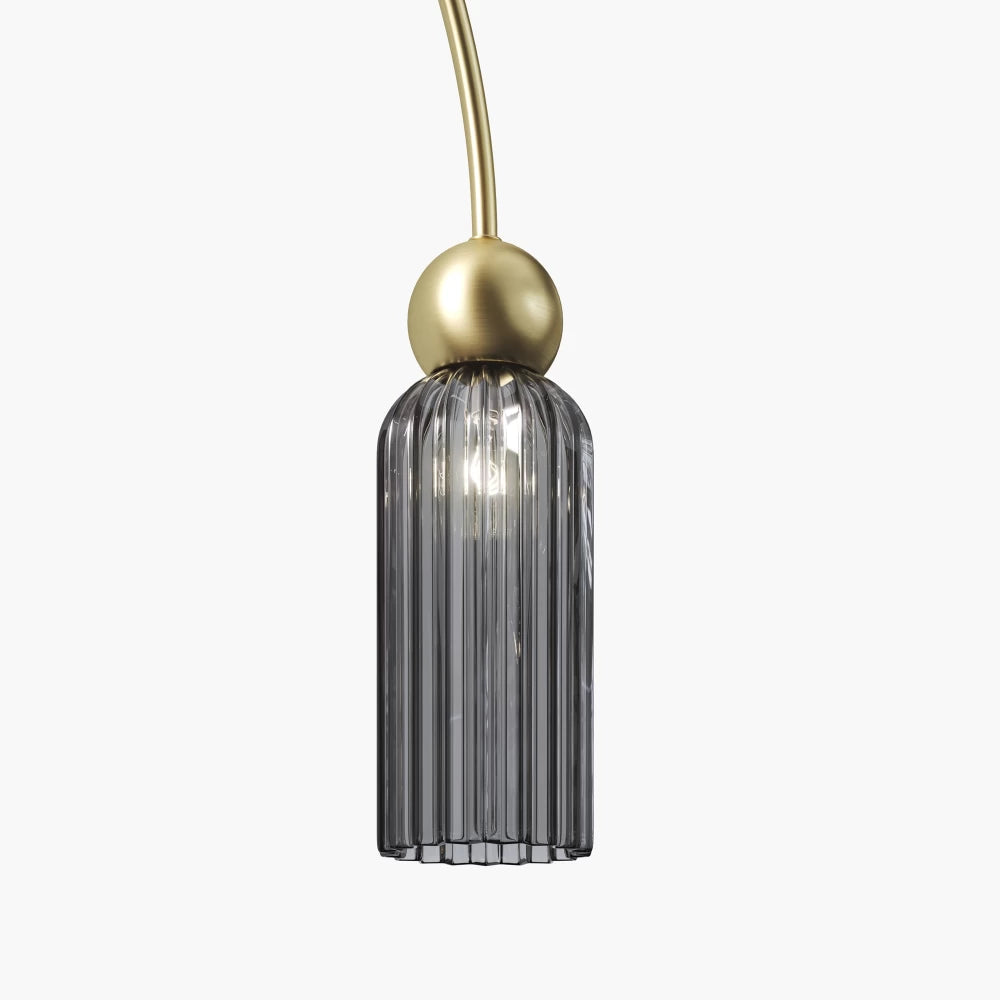 Lustra din Metal Auriu si Sticla Gri H60xL110cm Antic