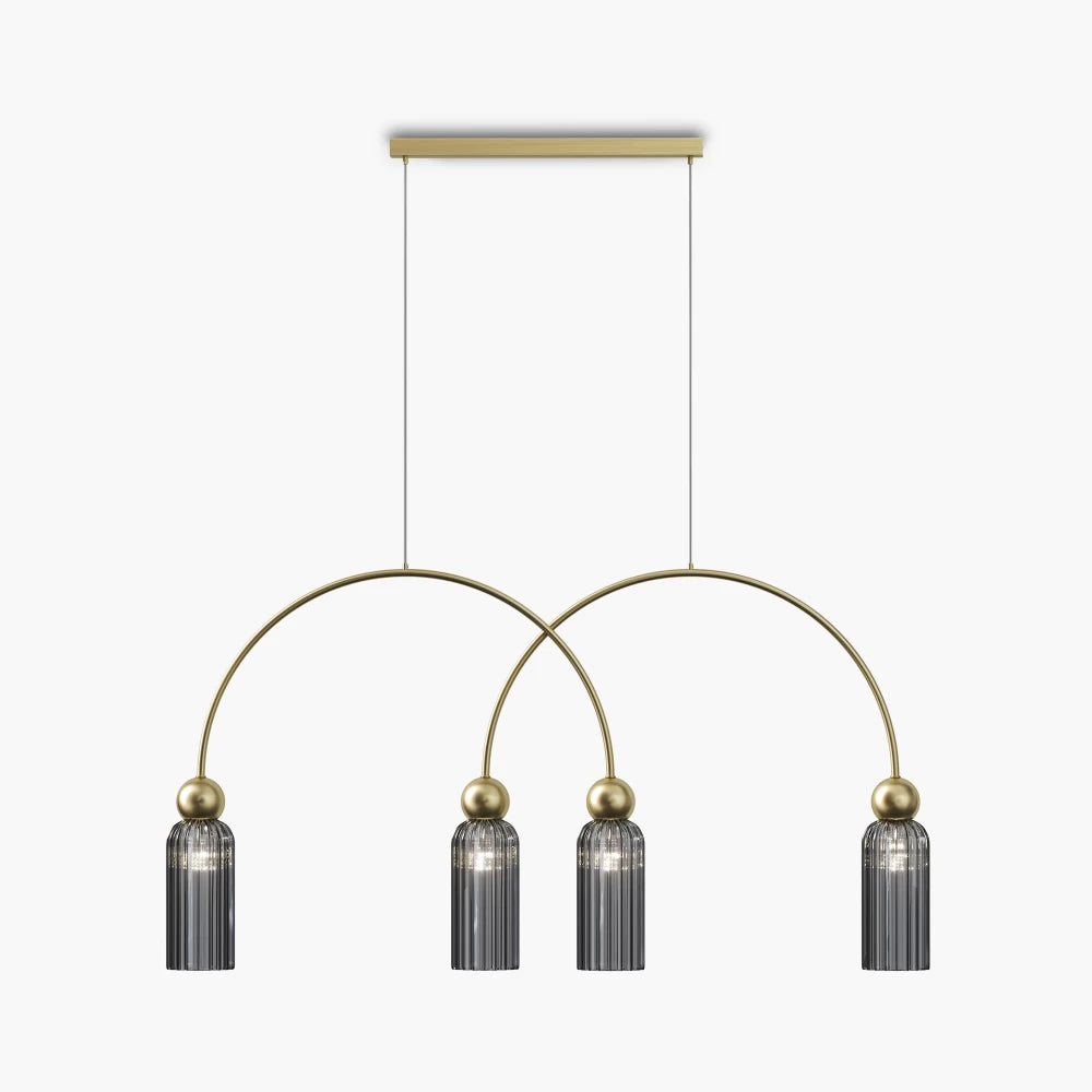 Lustra din Metal Auriu si Sticla Gri H60xL110cm Antic