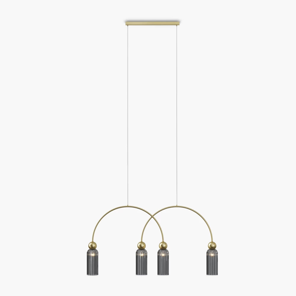 Lustra din Metal Auriu si Sticla Gri H60xL110cm Antic
