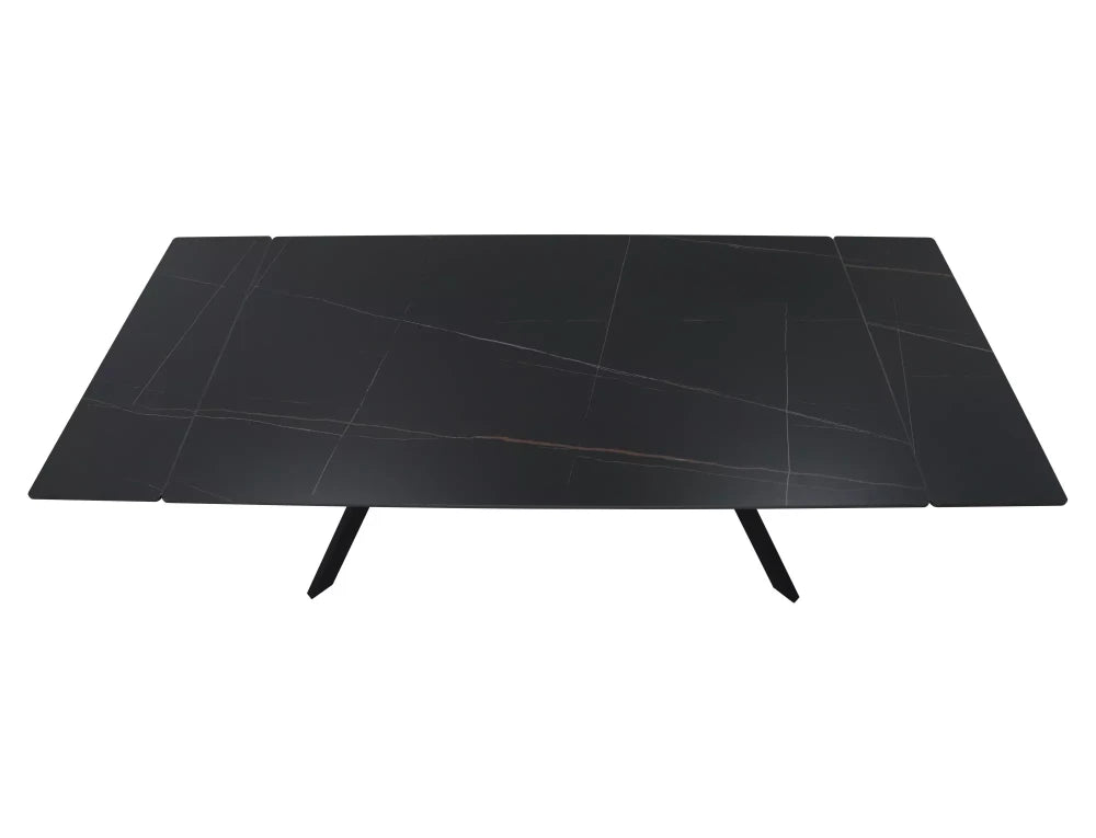 Masa extensibila din Ceramica Negru mat si Metal Negru L160-220xH75cm Imperia