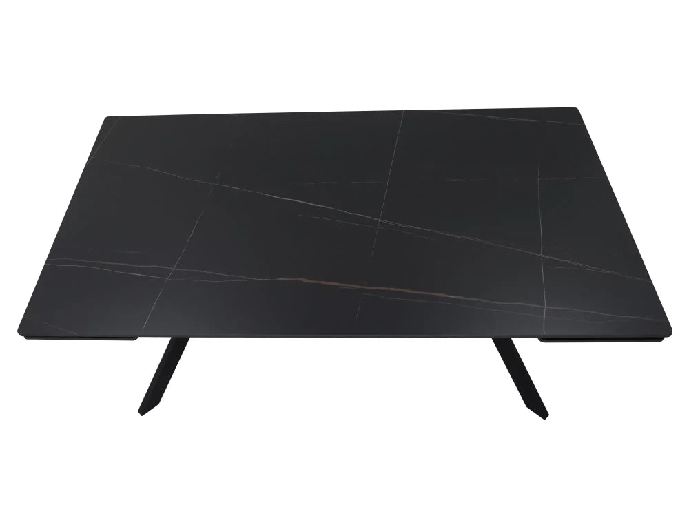Masa extensibila din Ceramica Negru mat si Metal Negru L160-220xH75cm Imperia