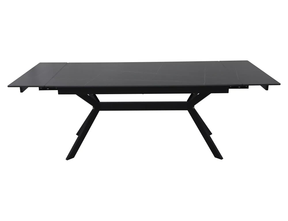 Masa extensibila din Ceramica Negru mat si Metal Negru L160-220xH75cm Imperia