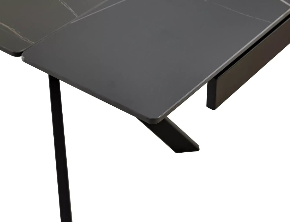 Masa extensibila din Ceramica Negru mat si Metal Negru L160-220xH75cm Imperia