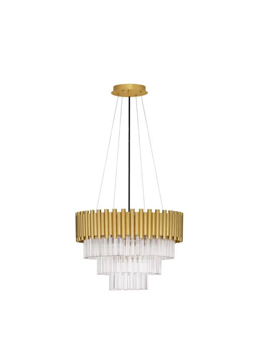 Candelabru structura din Aluminiu Auriu si abajur din Cristal Transparent H120xL50cm IP20 MAGNOLIA