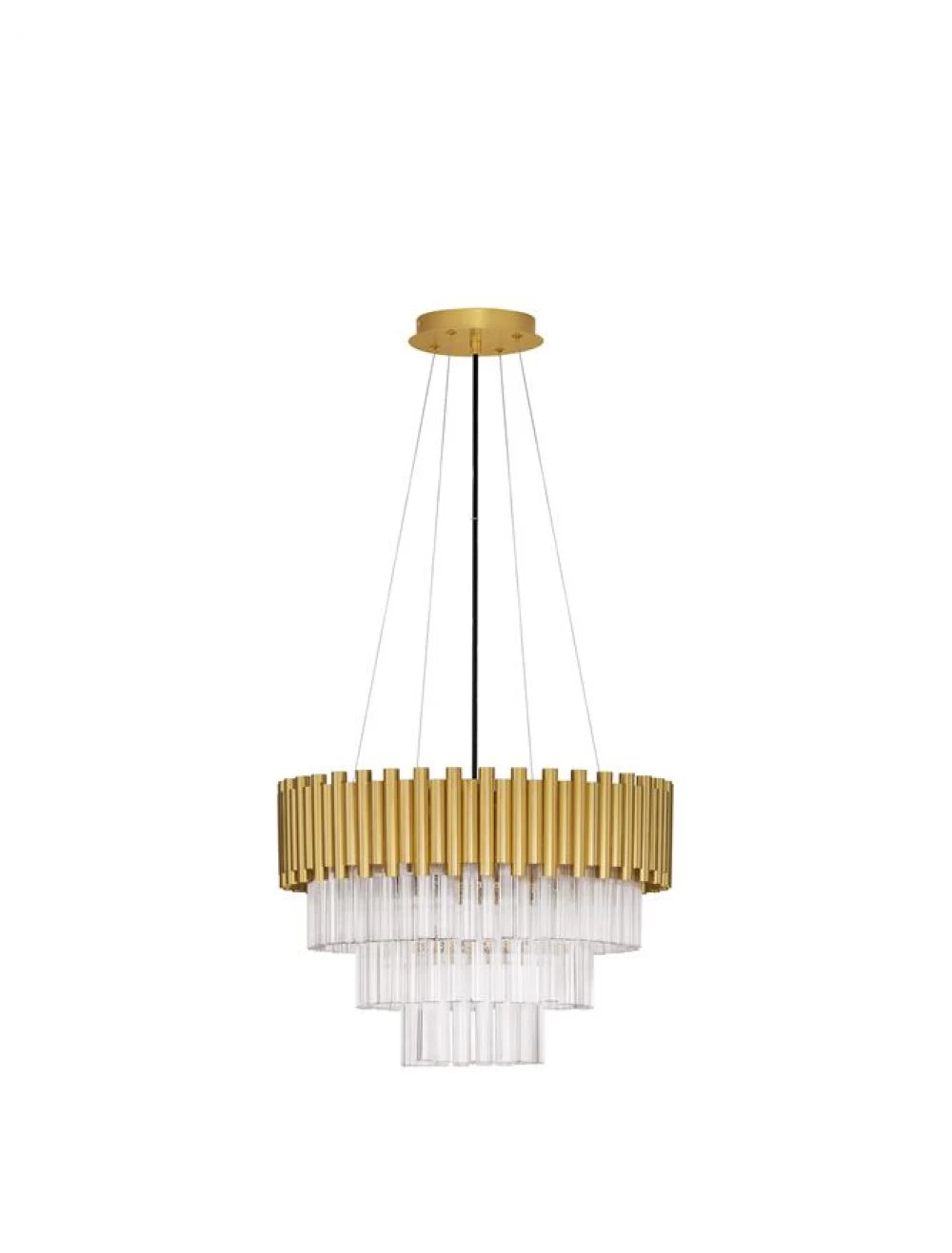 Candelabru structura din Aluminiu Auriu si abajur din Cristal Transparent H120xL50cm IP20 MAGNOLIA