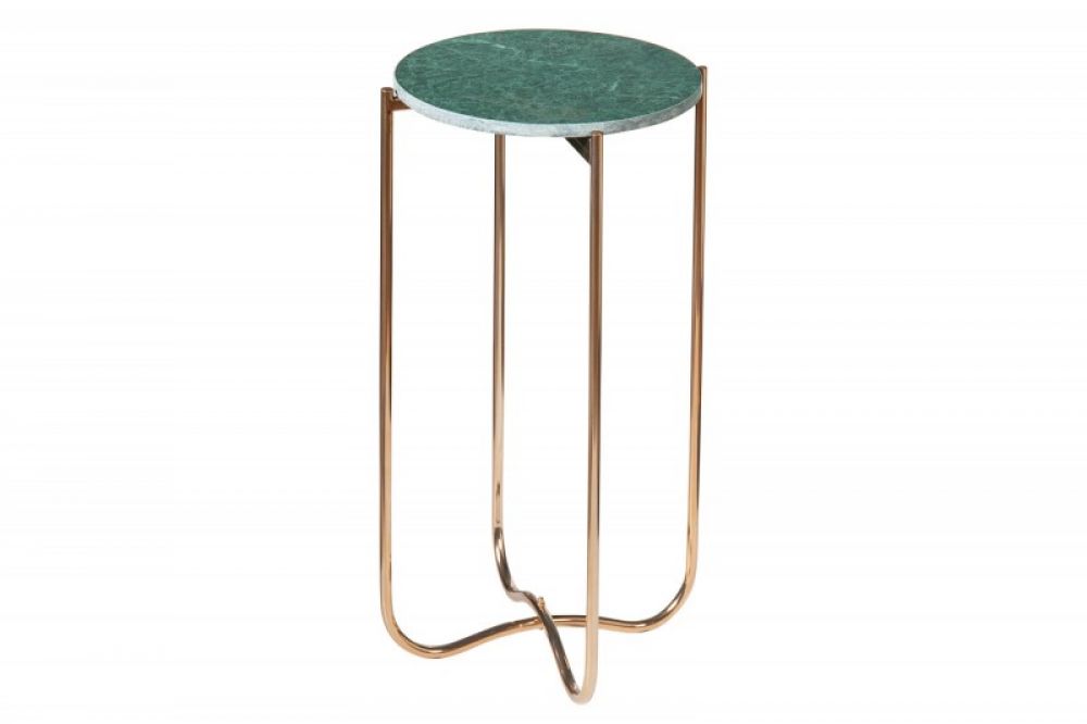 Masuta de colt rotunda din Marmura si Metal Verde/Auriu D35xH62cm Noble