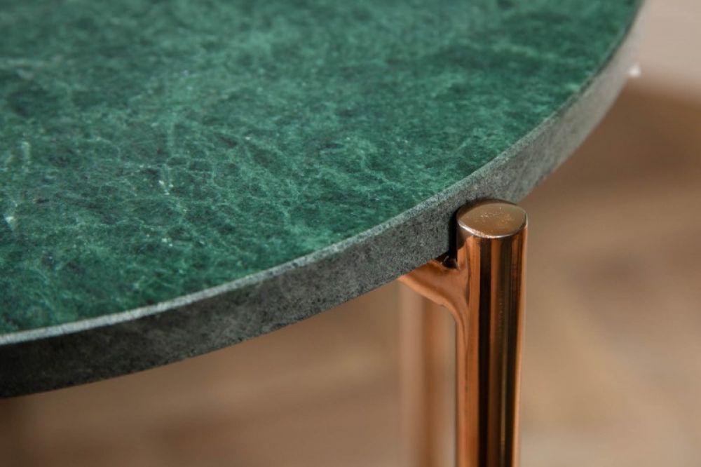 Masuta de colt rotunda din Marmura si Metal Verde/Auriu D35xH62cm Noble