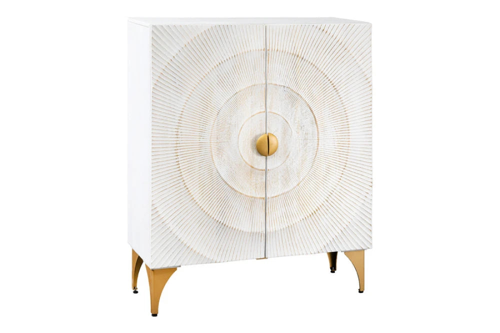 Dulap din Lemn de mango Alb si Metal Auriu L100xH120cm GOLDEN SUNSET