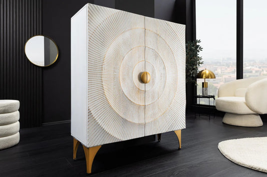 Dulap din Lemn de mango Alb si Metal Auriu L100xH120cm GOLDEN SUNSET