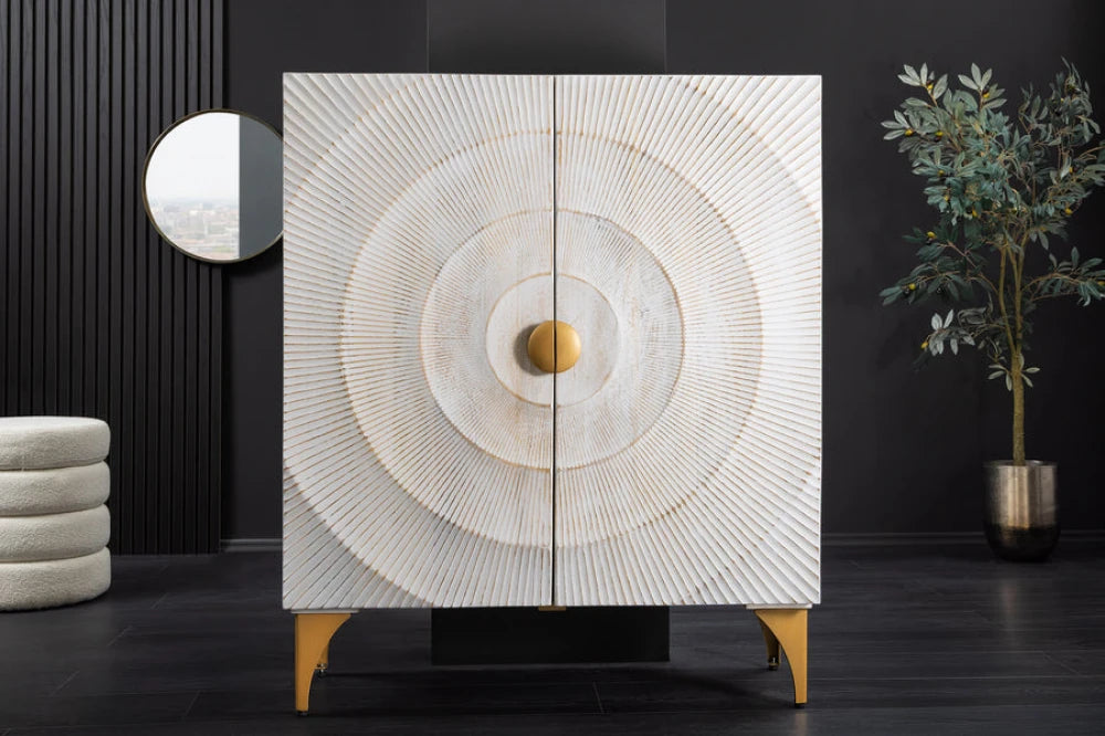 Dulap din Lemn de mango Alb si Metal Auriu L100xH120cm GOLDEN SUNSET