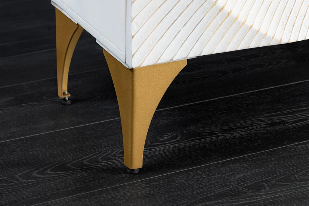 Dulap din Lemn de mango Alb si Metal Auriu L100xH120cm GOLDEN SUNSET