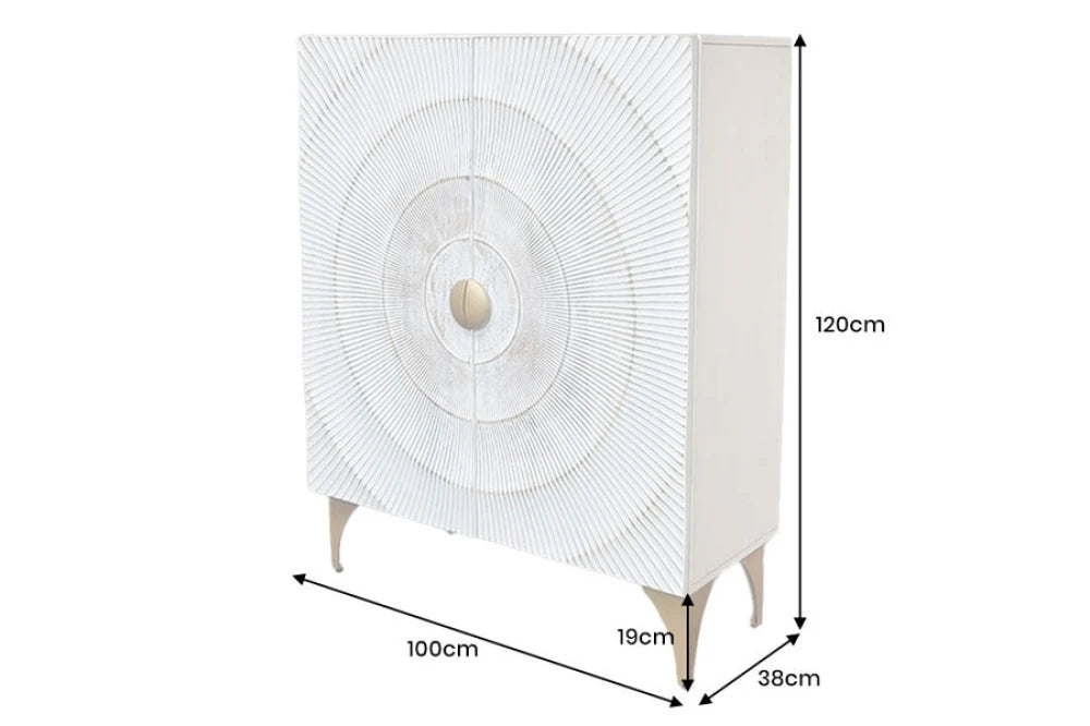 Dulap din Lemn de mango Alb si Metal Auriu L100xH120cm GOLDEN SUNSET