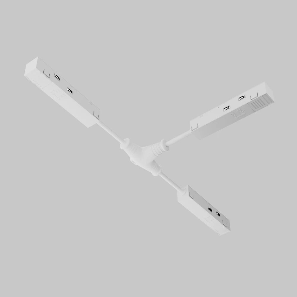 Conector de alimentare T Exility din Aluminiu Alb