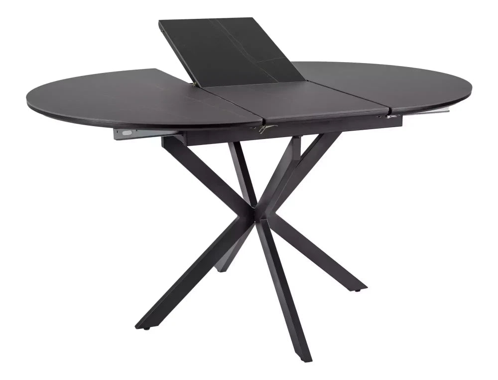 Masa extensibila din Ceramica Negru mat si Metal Negru L100-135xH75cm Gaston