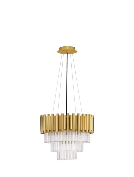 Candelabru structura din Aluminiu Auriu si abajur din Cristal Transparent H120xL39cm IP20 MAGNOLIA
